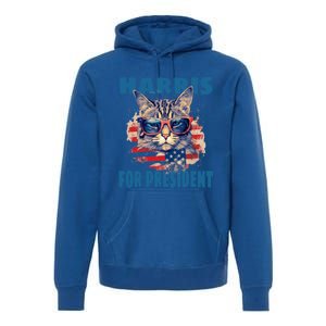 Funny Less Cat Lady Voting For Kamala Harris For Presid Gift Premium Hoodie