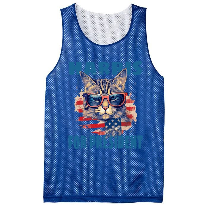 Funny Less Cat Lady Voting For Kamala Harris For Presid Gift Mesh Reversible Basketball Jersey Tank