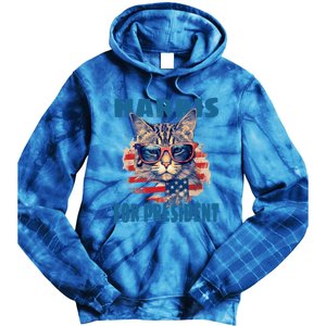 Funny Less Cat Lady Voting For Kamala Harris For Presid Gift Tie Dye Hoodie