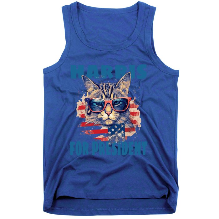 Funny Less Cat Lady Voting For Kamala Harris For Presid Gift Tank Top