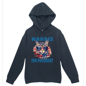 Funny Less Cat Lady Voting For Kamala Harris For Presid Gift Urban Pullover Hoodie