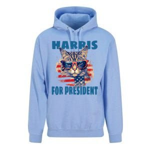 Funny Less Cat Lady Voting For Kamala Harris For Presid Gift Unisex Surf Hoodie