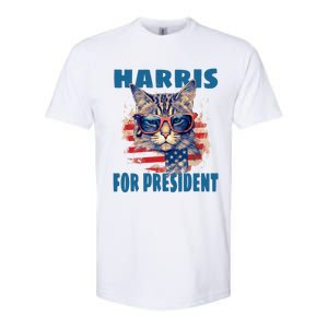 Funny Less Cat Lady Voting For Kamala Harris For Presid Gift Softstyle CVC T-Shirt