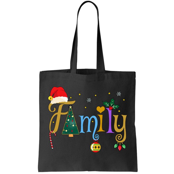 Family Letters Christmas Style Love My Family Christmas Tote Bag