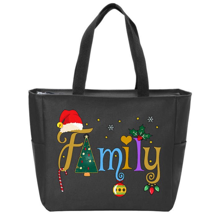 Family Letters Christmas Style Love My Family Christmas Zip Tote Bag