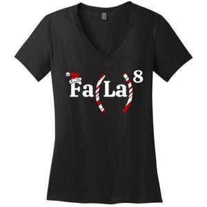 Fa La Christmas Math Teacher Holiday Season Women's V-Neck T-Shirt