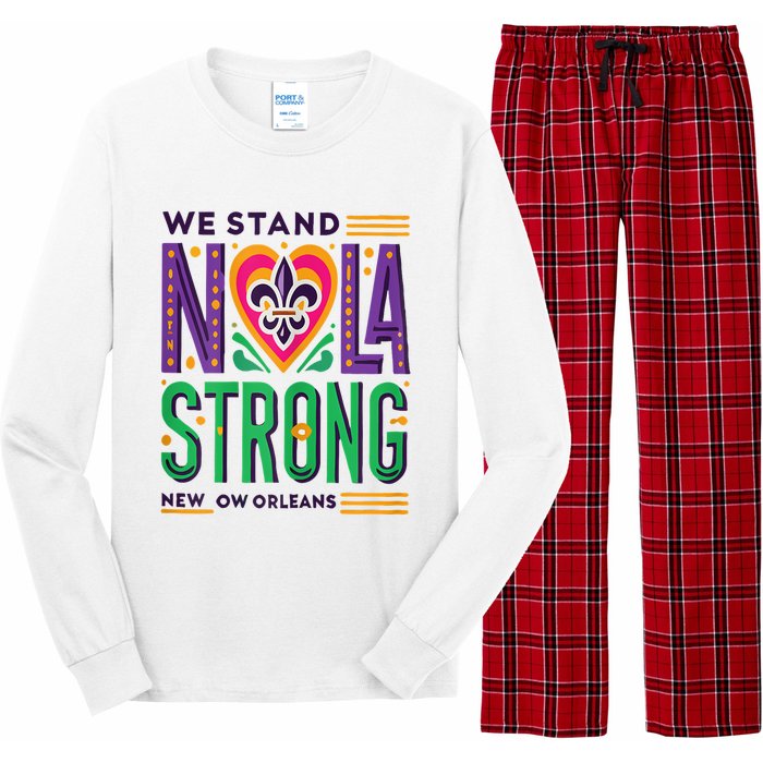 Funny Louisiana Culture T Vintag We Stand Nola Strong Appare Long Sleeve Pajama Set