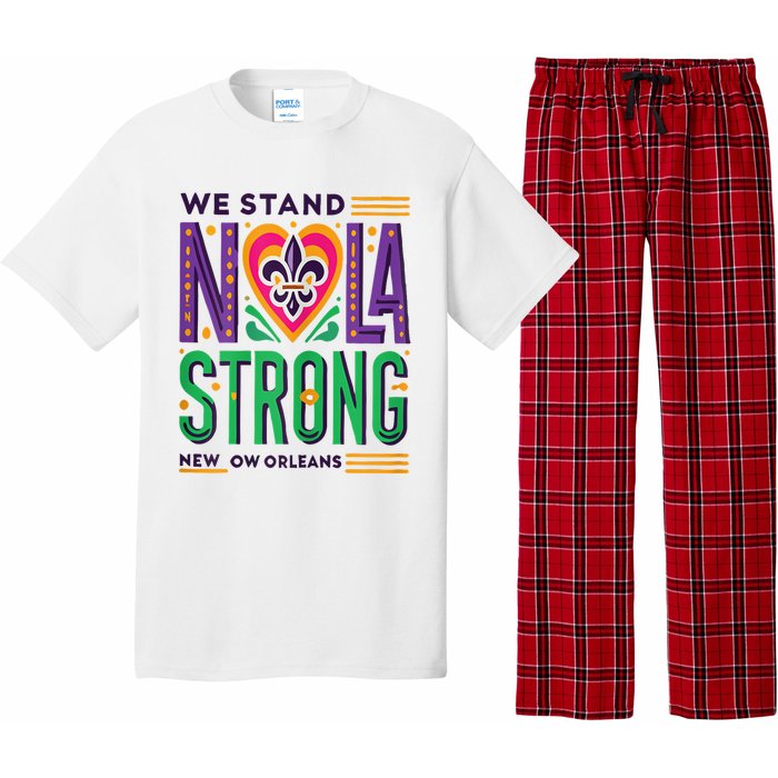 Funny Louisiana Culture T Vintag We Stand Nola Strong Appare Pajama Set