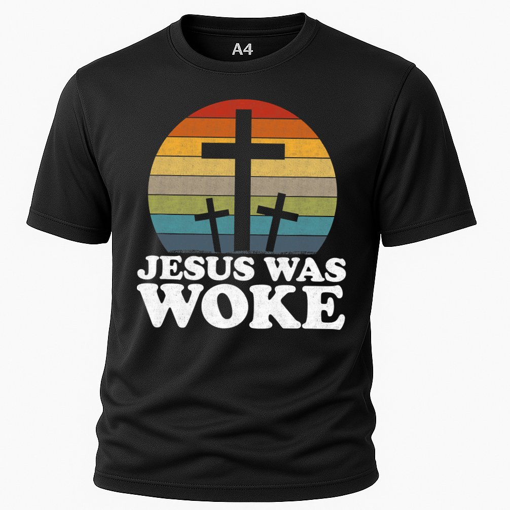 Funny Liberal Christian Democrat Jesus Was Woke Cooling Performance Crew T-Shirt