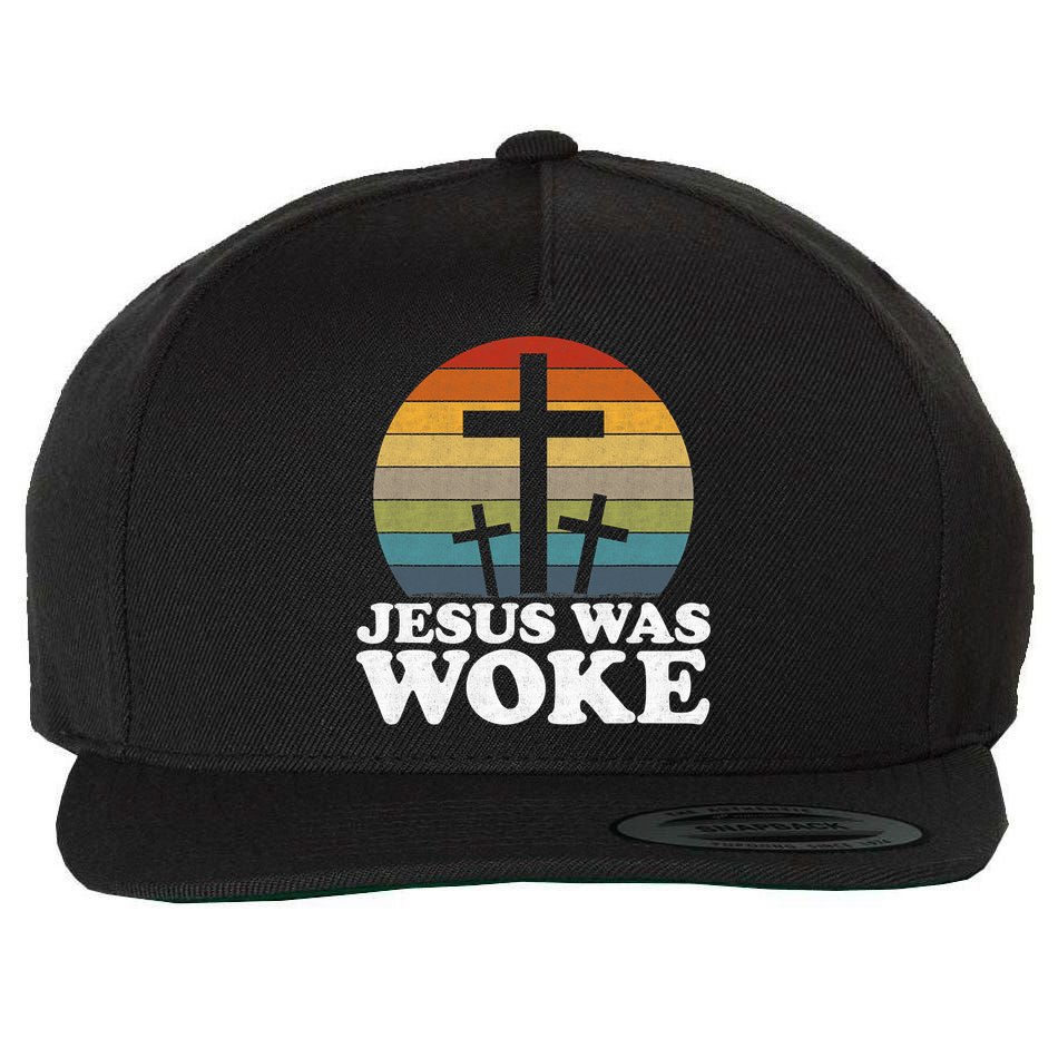 Funny Liberal Christian Democrat Jesus Was Woke Wool Snapback Cap