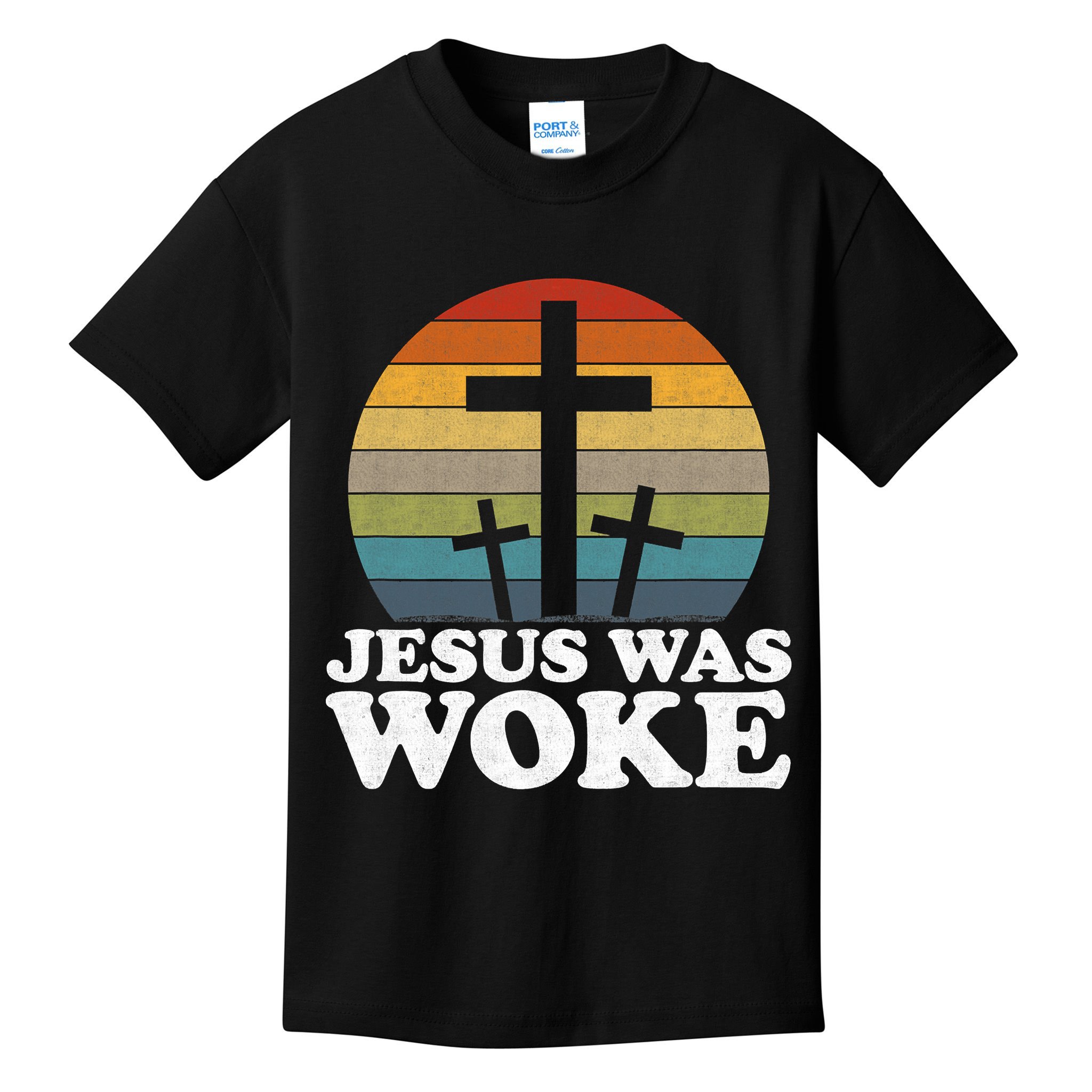 Funny Liberal Christian Democrat Jesus Was Woke Kids T-Shirt