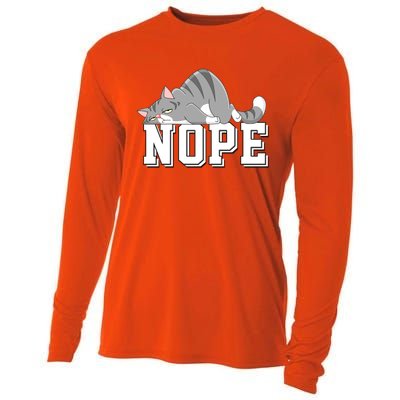 Funny Lazy Cat Nope Not Today Cat Cool Gift Cooling Performance Long Sleeve Crew