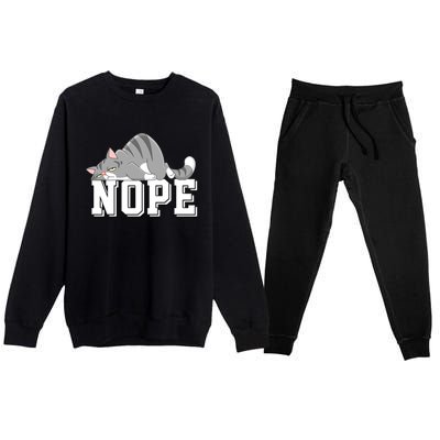 Funny Lazy Cat Nope Not Today Cat Cool Gift Premium Crewneck Sweatsuit Set