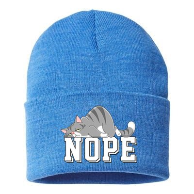 Funny Lazy Cat Nope Not Today Cat Cool Gift Sustainable Knit Beanie