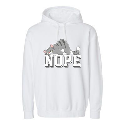 Funny Lazy Cat Nope Not Today Cat Cool Gift Garment-Dyed Fleece Hoodie