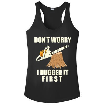 Funny Lumberjack Chainsaw Logging Arborist Gift Men Women Ladies PosiCharge Competitor Racerback Tank