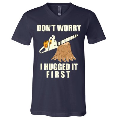 Funny Lumberjack Chainsaw Logging Arborist Gift Men Women V-Neck T-Shirt