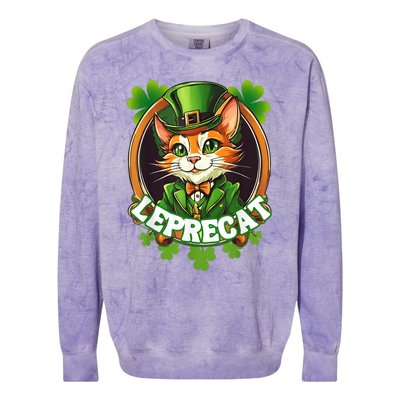 Funny Leprechaun Cat Leprecat St Patricks Day Colorblast Crewneck Sweatshirt