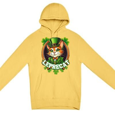 Funny Leprechaun Cat Leprecat St Patricks Day Premium Pullover Hoodie