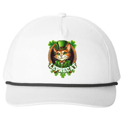 Funny Leprechaun Cat Leprecat St Patricks Day Snapback Five-Panel Rope Hat