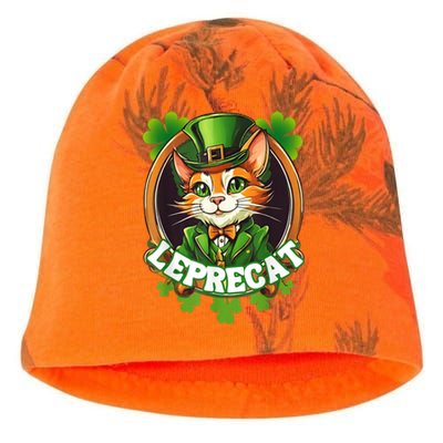 Funny Leprechaun Cat Leprecat St Patricks Day Kati - Camo Knit Beanie