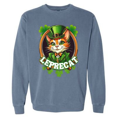 Funny Leprechaun Cat Leprecat St Patricks Day Garment-Dyed Sweatshirt