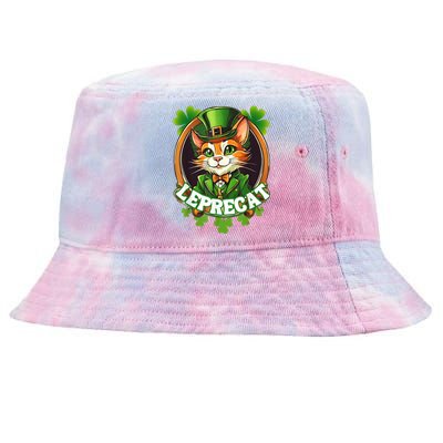 Funny Leprechaun Cat Leprecat St Patricks Day Tie-Dyed Bucket Hat