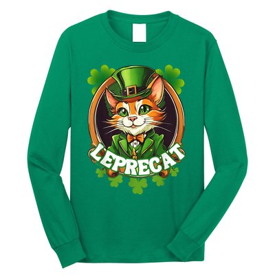 Funny Leprechaun Cat Leprecat St Patricks Day Long Sleeve Shirt