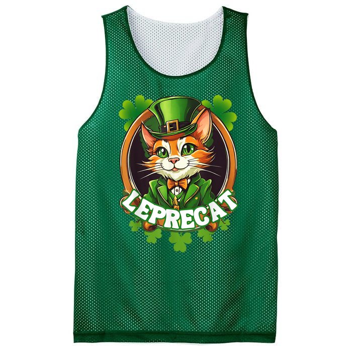 Funny Leprechaun Cat Leprecat St Patricks Day Mesh Reversible Basketball Jersey Tank