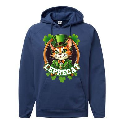 Funny Leprechaun Cat Leprecat St Patricks Day Performance Fleece Hoodie