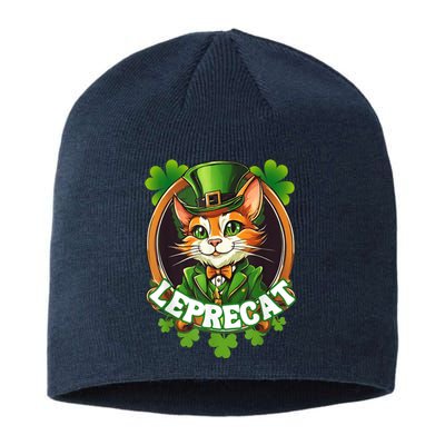 Funny Leprechaun Cat Leprecat St Patricks Day Sustainable Beanie