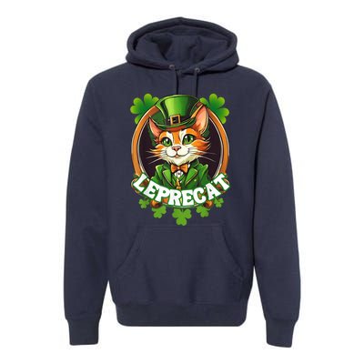 Funny Leprechaun Cat Leprecat St Patricks Day Premium Hoodie