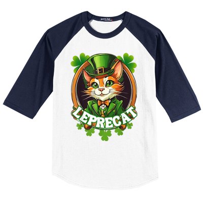 Funny Leprechaun Cat Leprecat St Patricks Day Baseball Sleeve Shirt