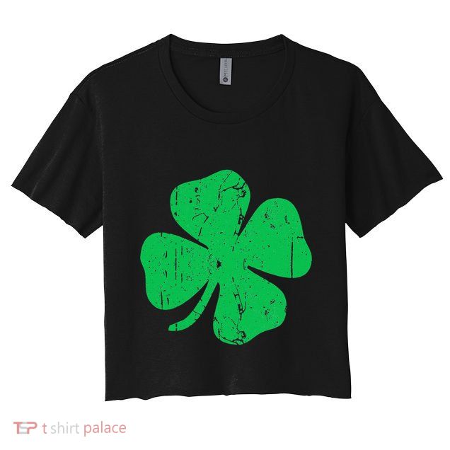 Four Leaf Clover Vintage Saint Patrick Day Crop Top