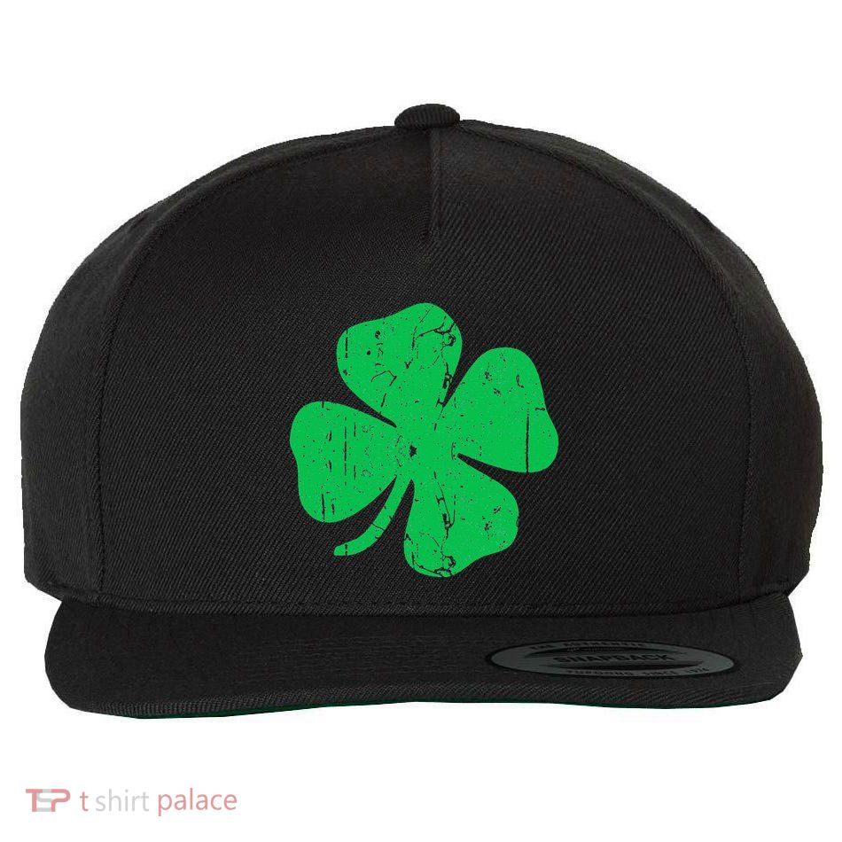 Four Leaf Clover Vintage Saint Patrick Day Wool Snapback Cap