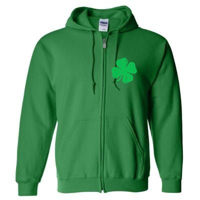 Four Leaf Clover Vintage Saint Patrick Day Full Zip Hoodie