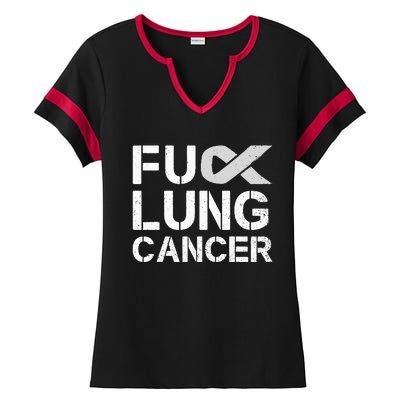 Fuck Lung Cancer Awareness Month Support Ribbon Warrior Ladies Halftime Notch Neck Tee