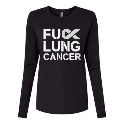 Fuck Lung Cancer Awareness Month Support Ribbon Warrior Womens Cotton Relaxed Long Sleeve T-Shirt