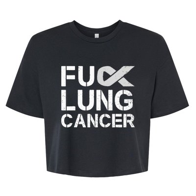 Fuck Lung Cancer Awareness Month Support Ribbon Warrior Bella+Canvas Jersey Crop Tee