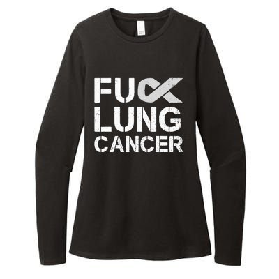 Fuck Lung Cancer Awareness Month Support Ribbon Warrior Womens CVC Long Sleeve Shirt