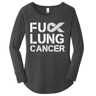 Fuck Lung Cancer Awareness Month Support Ribbon Warrior Women's Perfect Tri Tunic Long Sleeve Shirt