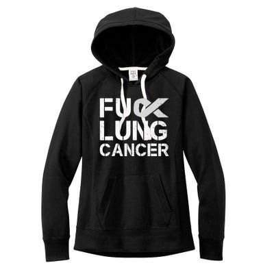 Fuck Lung Cancer Awareness Month Support Ribbon Warrior Women's Fleece Hoodie