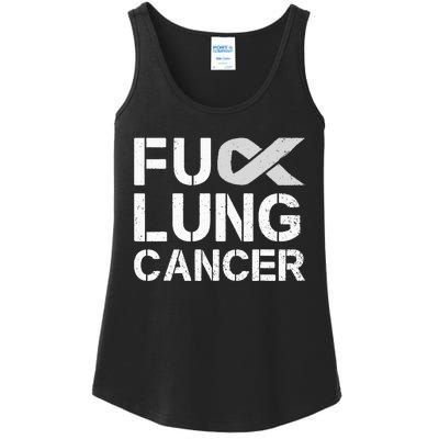 Fuck Lung Cancer Awareness Month Support Ribbon Warrior Ladies Essential Tank