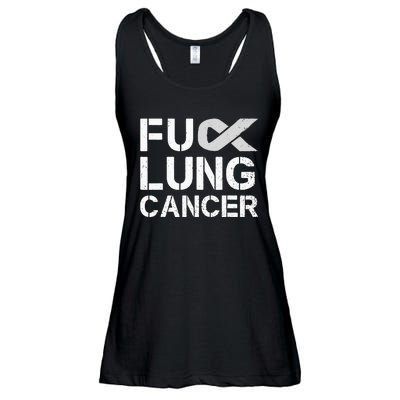 Fuck Lung Cancer Awareness Month Support Ribbon Warrior Ladies Essential Flowy Tank