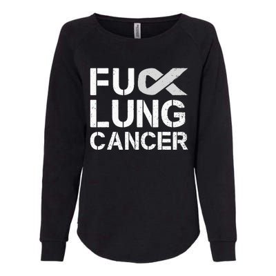 Fuck Lung Cancer Awareness Month Support Ribbon Warrior Womens California Wash Sweatshirt