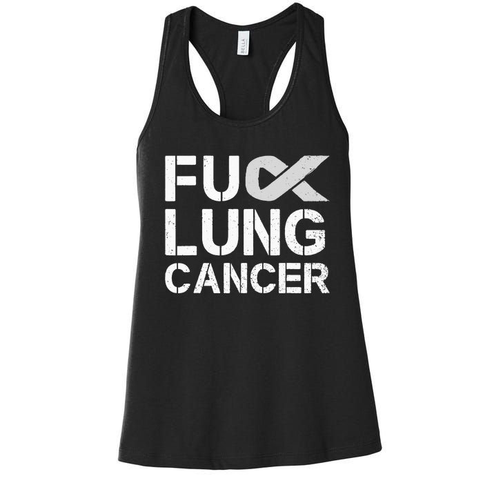 Fuck Lung Cancer Awareness Month Support Ribbon Warrior Women's Racerback Tank