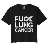 Fuck Lung Cancer Awareness Month Support Ribbon Warrior Women's Crop Top Tee