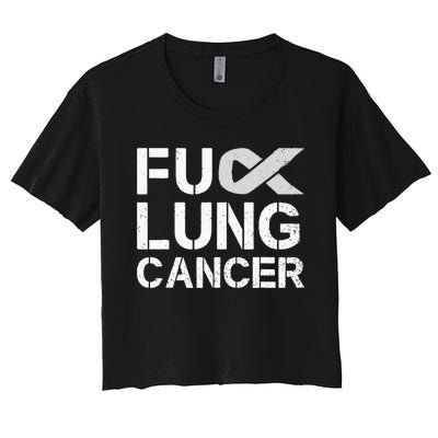 Fuck Lung Cancer Awareness Month Support Ribbon Warrior Women's Crop Top Tee