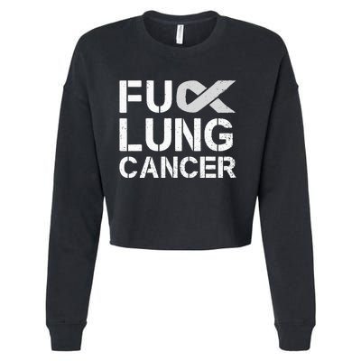 Fuck Lung Cancer Awareness Month Support Ribbon Warrior Cropped Pullover Crew