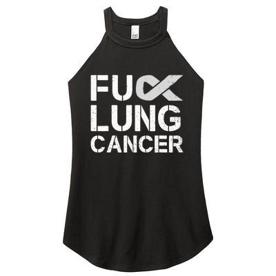 Fuck Lung Cancer Awareness Month Support Ribbon Warrior Women's Perfect Tri Rocker Tank